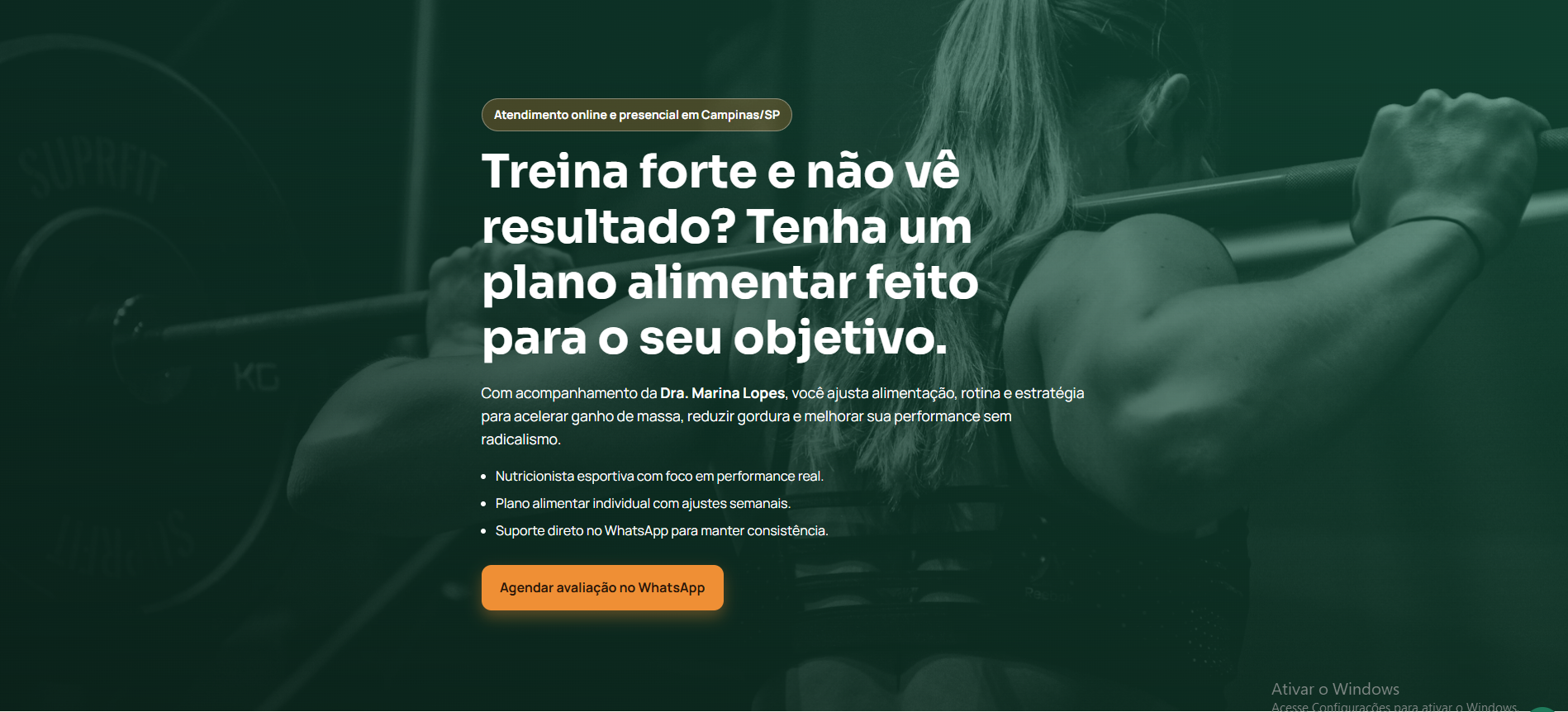 Preview da landing page Marina Lopes